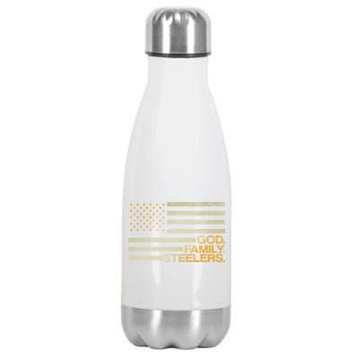 God Family Steelers American Football Flag Stainless Steel Insulated Water Bottle