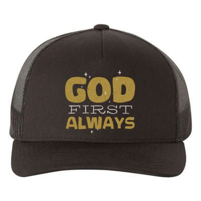 God First Always Yupoong Adult 5-Panel Trucker Hat