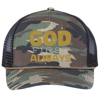 God First Always Retro Rope Trucker Hat Cap