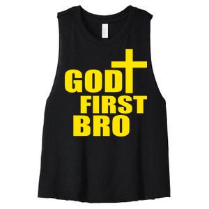 God First Bro Women's Racerback Cropped Tank