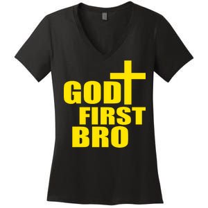 God First Bro Women's V-Neck T-Shirt