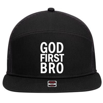 God First Bro Christian 7 Panel Mesh Trucker Snapback Hat