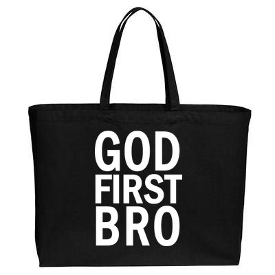 God First Bro Christian Cotton Canvas Jumbo Tote