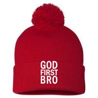 God First Bro Christian Pom Pom 12in Knit Beanie