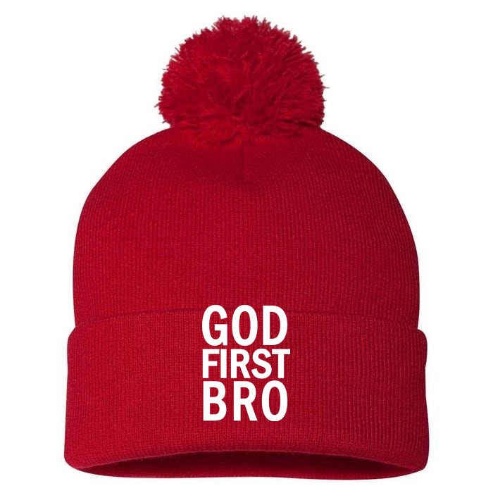 God First Bro Christian Pom Pom 12in Knit Beanie