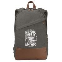 God Found Strong Army Moms Cotton Canvas Backpack