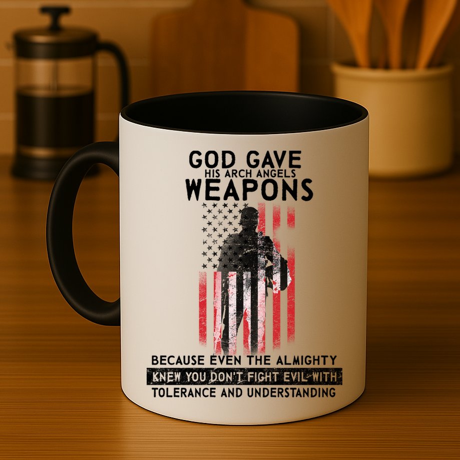 God Gave Weapons To Fight Evil Mug