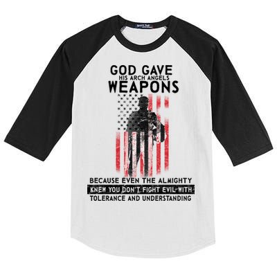 God Gave Weapons To Fight Evil Kids Colorblock Raglan Jersey