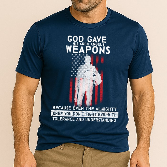 God Gave Weapons To Fight Evil Cooling Performance Crew T-Shirt