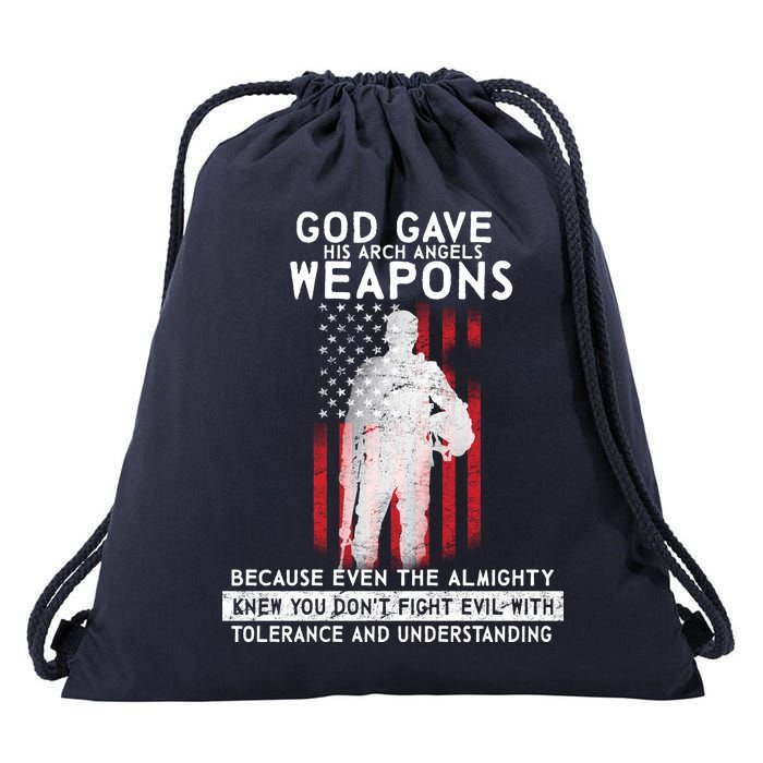 God Gave Weapons To Fight Evil Drawstring Bag