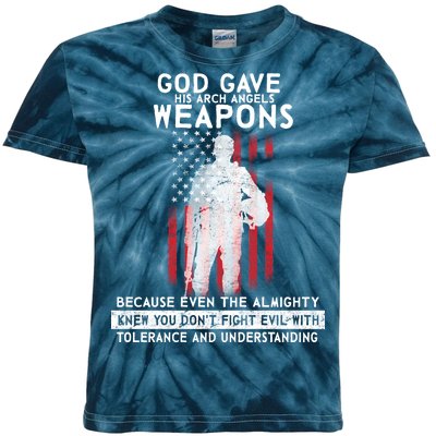 God Gave Weapons To Fight Evil Kids Tie-Dye T-Shirt