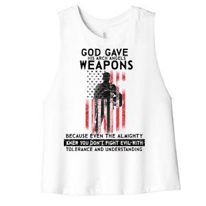 God Gave Weapons To Fight Evil Women's Racerback Cropped Tank