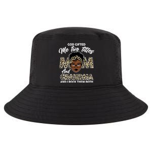 God Gifted Me Two Titles Mom and Grandma Leopard Style Cool Comfort Performance Bucket Hat