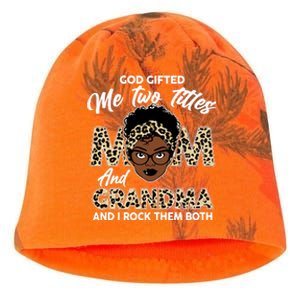 God Gifted Me Two Titles Mom and Grandma Leopard Style Kati - Camo Knit Beanie