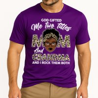 God Gifted Me Two Titles Mom and Grandma Leopard Style Cooling Performance Crew T-Shirt