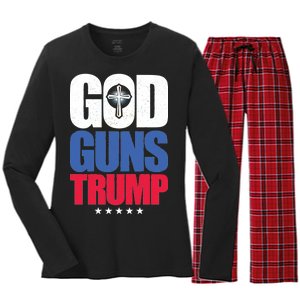 God Guns & Donald Trump Women's Long Sleeve Flannel Pajama Set 