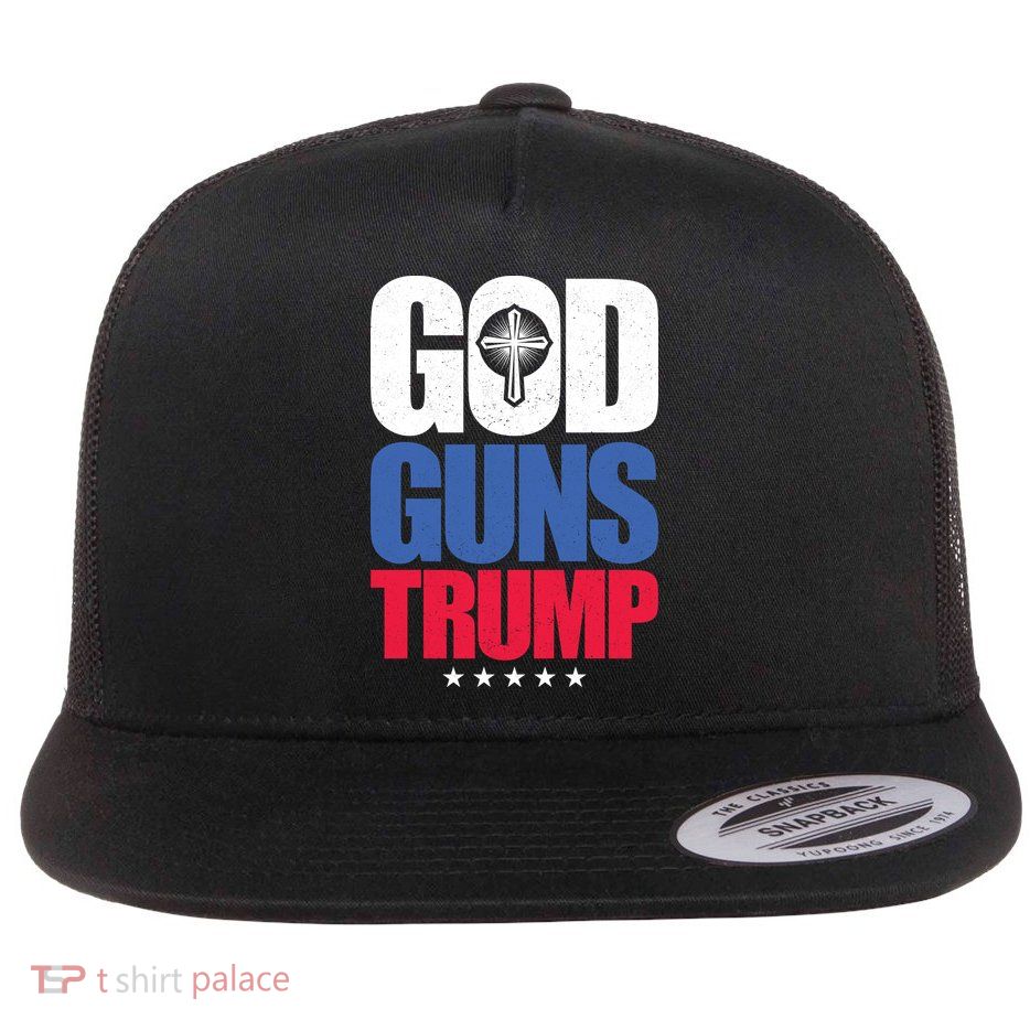 God Guns & Donald Trump Flat Bill Trucker Hat