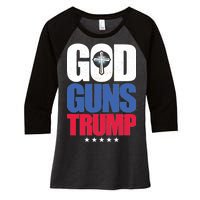 God Guns & Donald Trump Women's Tri-Blend 3/4-Sleeve Raglan Shirt