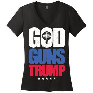 God Guns & Donald Trump Women's V-Neck T-Shirt