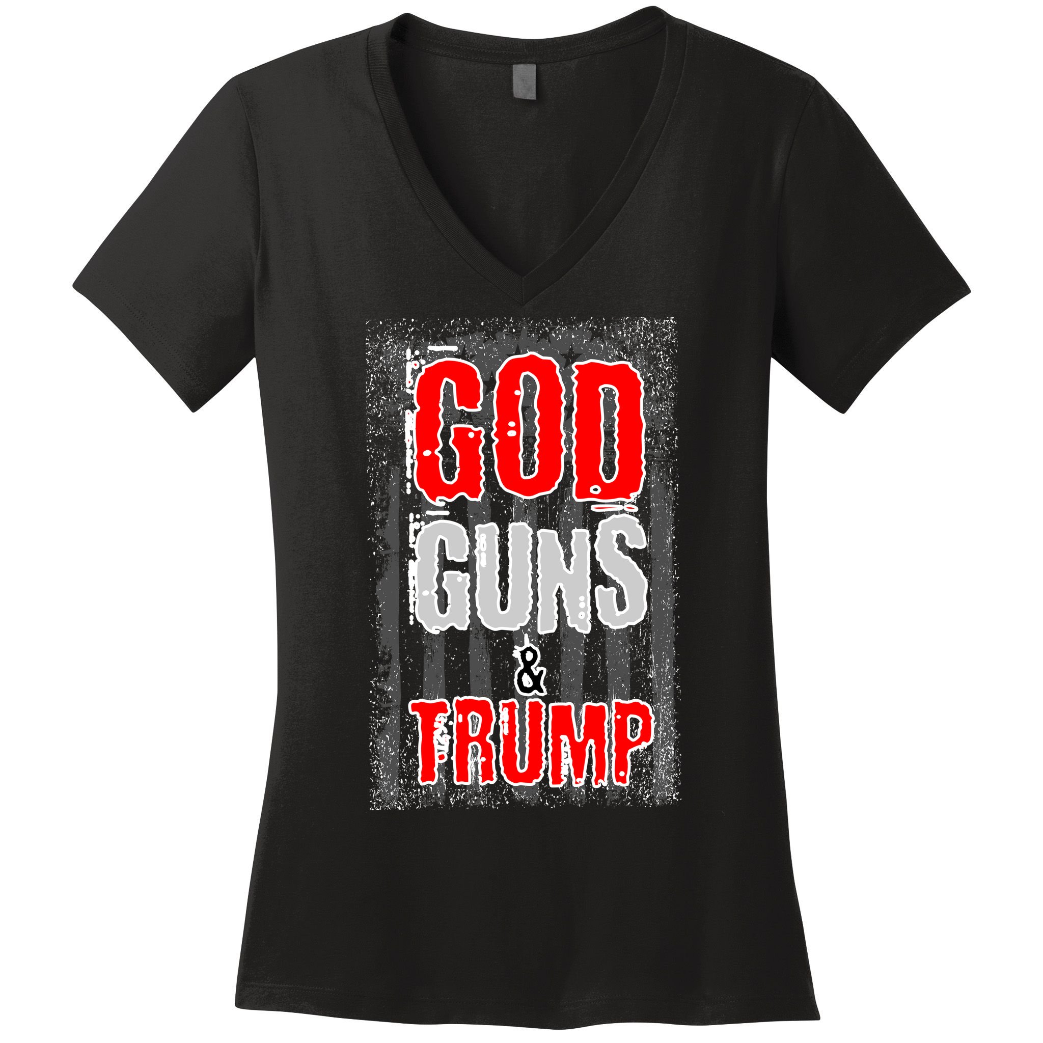 God Guns & Trump Women's V-Neck T-Shirt