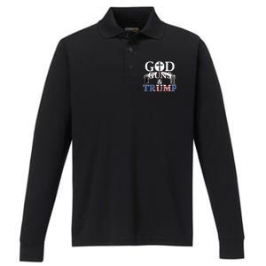 God Guns & Trump Donald President of the United States Performance Long Sleeve Polo