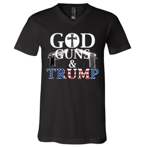 God Guns & Trump Donald President of the United States V-Neck T-Shirt