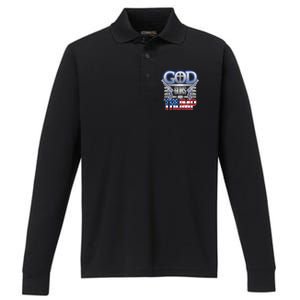 God Guns And Donald Trump Performance Long Sleeve Polo