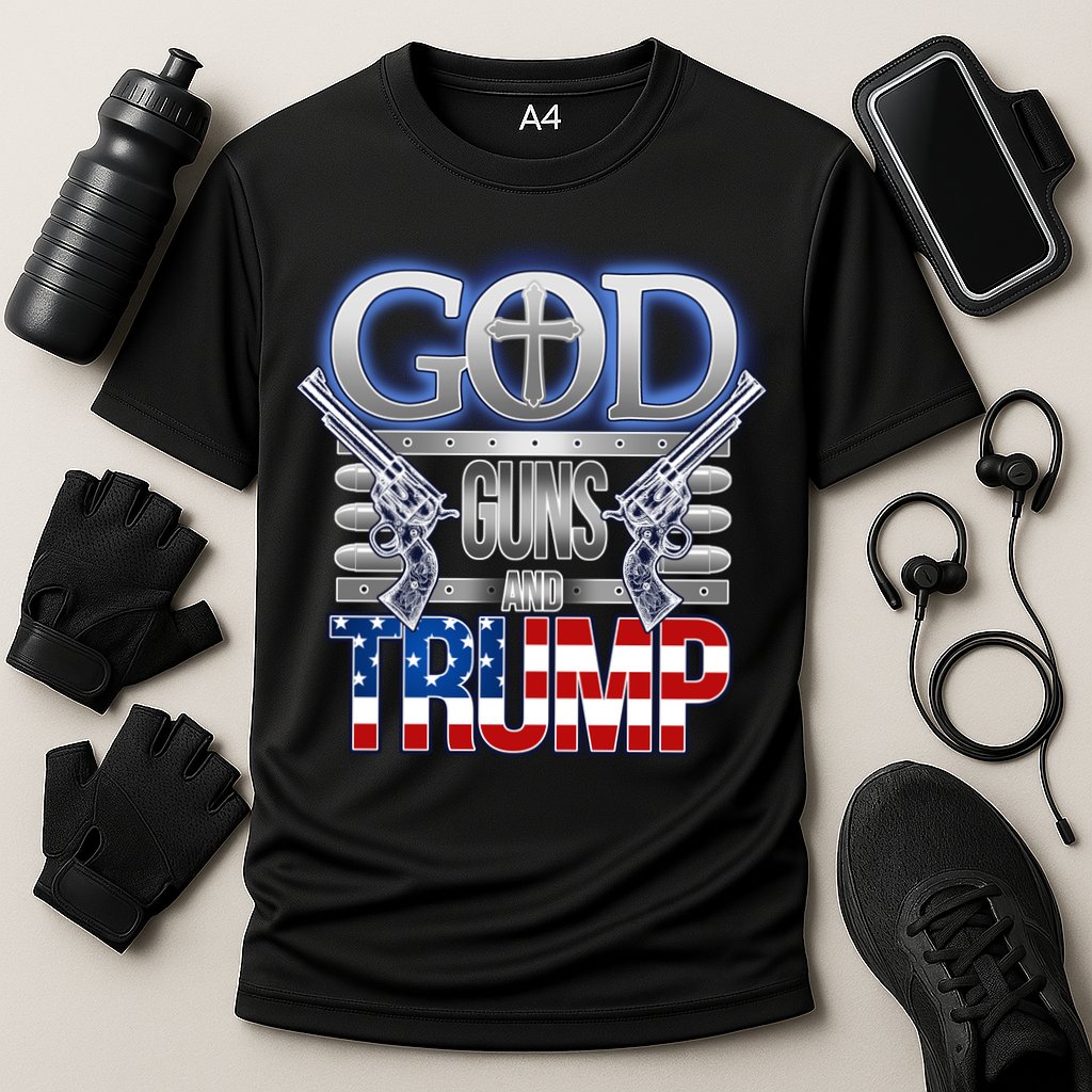 God Guns And Donald Trump Cooling Performance Crew T-Shirt