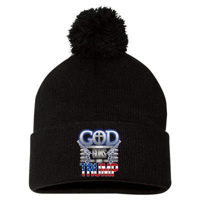 God Guns And Donald Trump Pom Pom 12in Knit Beanie