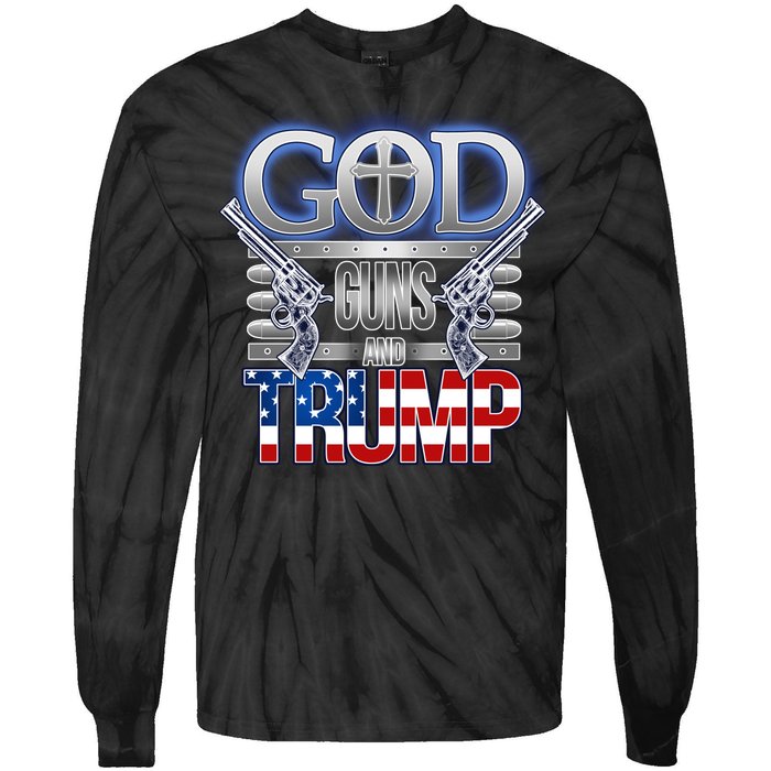 God Guns And Donald Trump Tie-Dye Long Sleeve Shirt