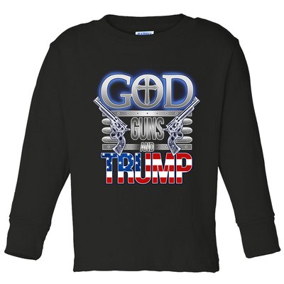 God Guns And Donald Trump Toddler Long Sleeve Shirt