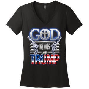 God Guns And Donald Trump Women's V-Neck T-Shirt