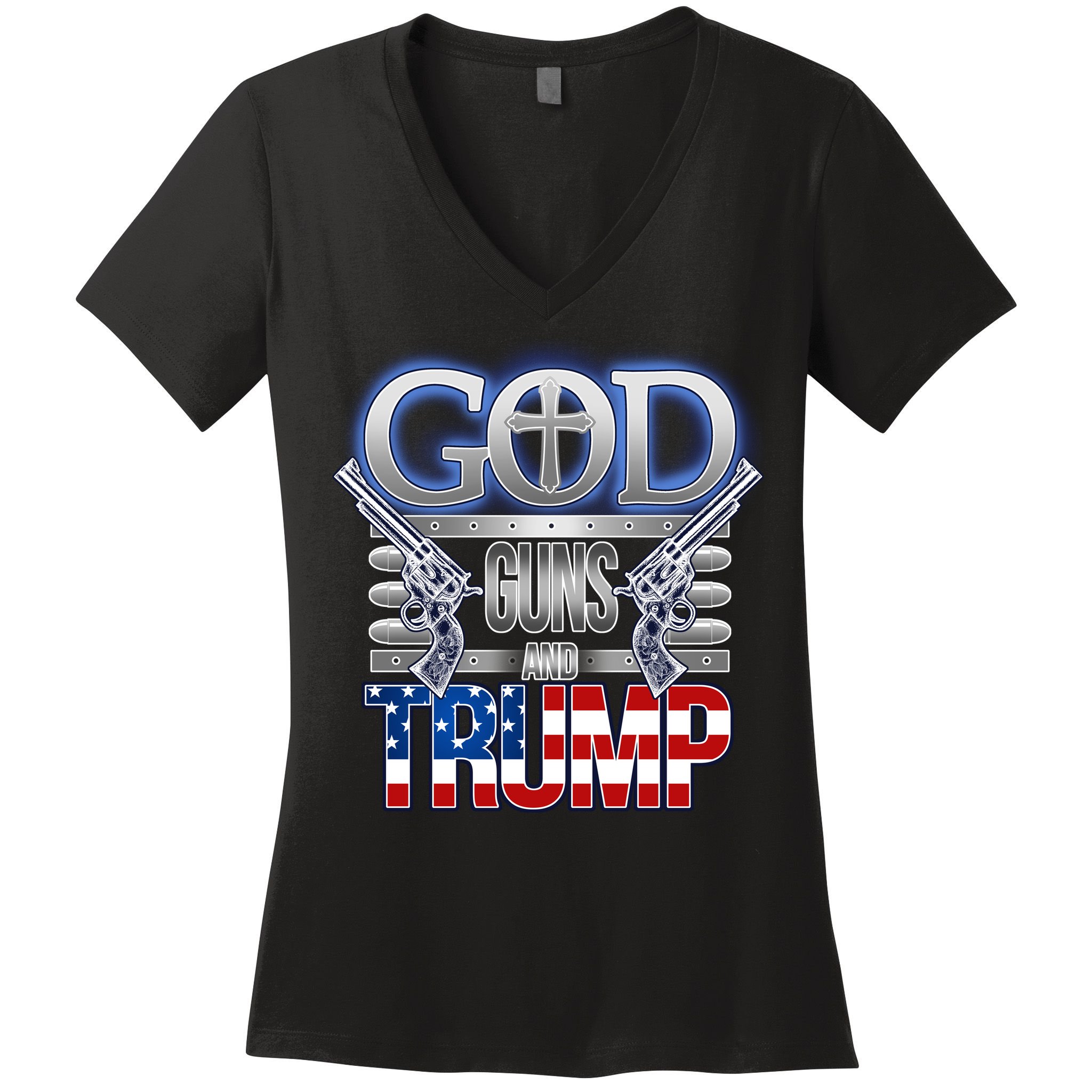 God Guns And Donald Trump Women's V-Neck T-Shirt