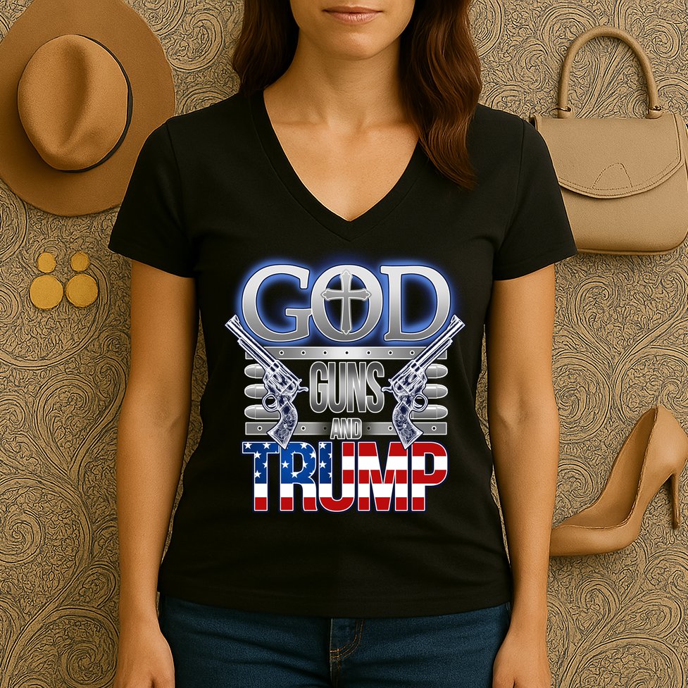 God Guns And Donald Trump Women's V-Neck T-Shirt
