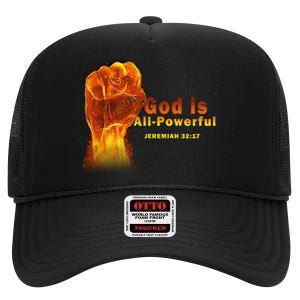 God is All-Powerful High Crown Mesh Back Trucker Hat