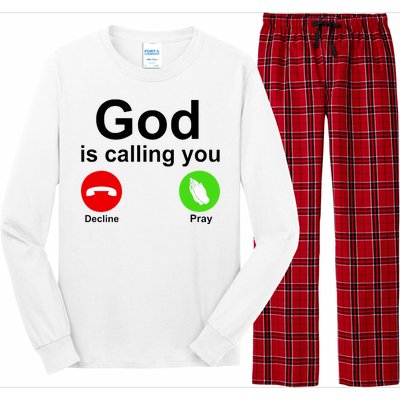 God Is Calling Decline or Pray Long Sleeve Pajama Set