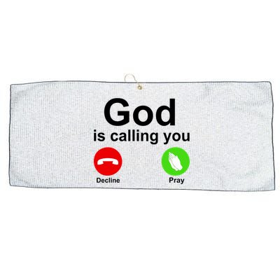 God Is Calling Decline or Pray Large Microfiber Waffle Golf Towel