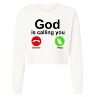 God Is Calling Decline or Pray Cropped Pullover Crew