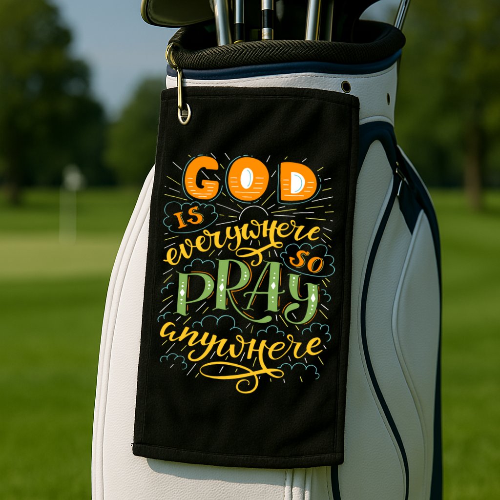 God is Everywhere So Pray Anywhere Golf Towel