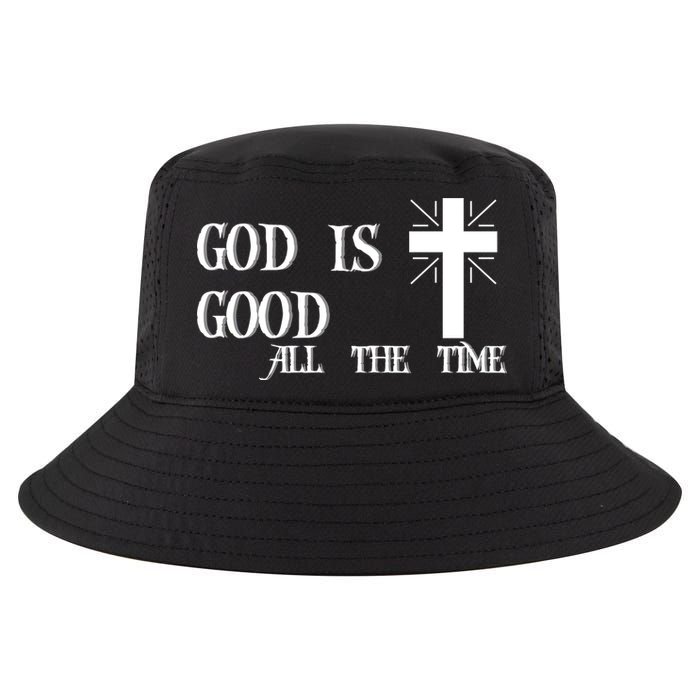God Is Good All The Time With Cross Cool Comfort Performance Bucket Hat
