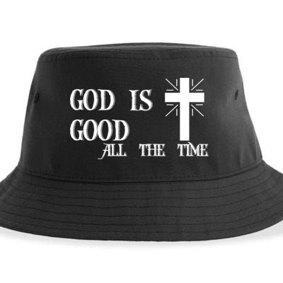 God Is Good All The Time With Cross Sustainable Bucket Hat