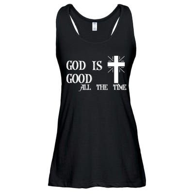 God Is Good All The Time With Cross Ladies Essential Flowy Tank