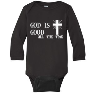 God Is Good All The Time With Cross Baby Long Sleeve Bodysuit