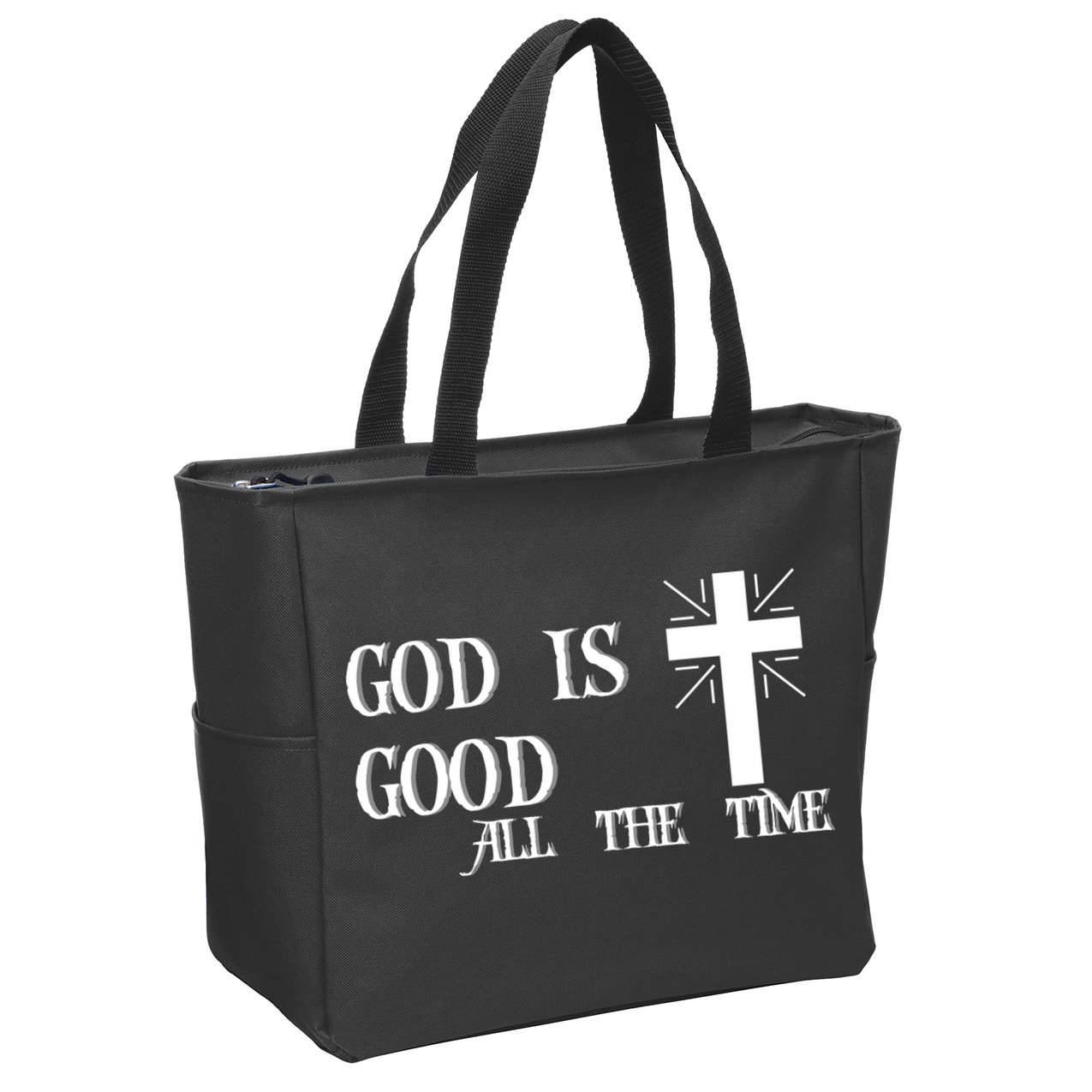 God Is Good All The Time With Cross Zip Tote Bag
