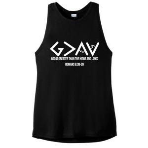 God Is Greater Romans 3:38 Ladies PosiCharge Tri-Blend Wicking Tank