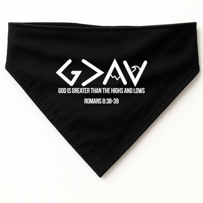 God Is Greater Romans 3:38 USA-Made Doggie Bandana