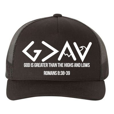 God Is Greater Romans 3:38 Yupoong Adult 5-Panel Trucker Hat