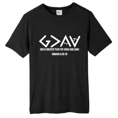 God Is Greater Romans 3:38 Tall Fusion ChromaSoft Performance T-Shirt