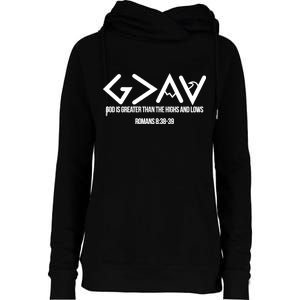 God Is Greater Romans 3:38 Womens Funnel Neck Pullover Hood