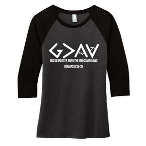 God Is Greater Romans 3:38 Women's Tri-Blend 3/4-Sleeve Raglan Shirt